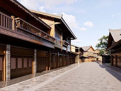 中式新中式古建筑 古街 苗族