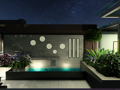现代屋顶花园 现代屋顶花园 流水景墙 玻璃阳光房 土建水电植物全套 施工图