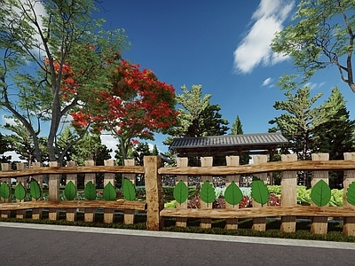 现代原木景观围栏 现代树叶栏杆 自然植物栏杆 生态树叶围栏 原木镂空树叶护栏
