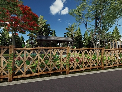 原木现代景观围栏 现代树叶栏杆 自然植物栏杆 生态树叶围栏 原木镂空树叶护栏