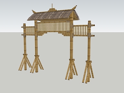 中式古建筑 竹牌楼
