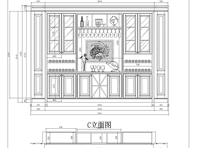 综合家具节点 美式客厅酒柜详图 美式酒柜图 酒柜详图 客厅酒柜详图 酒柜详图 施工图