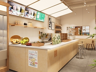 现代简约奶茶店 茶饮小店 海洋板