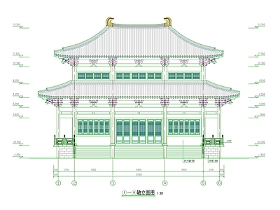 寺庙 中式古建唐式大殿 中式仿唐大殿 中式寺庙仿唐大殿 施工图