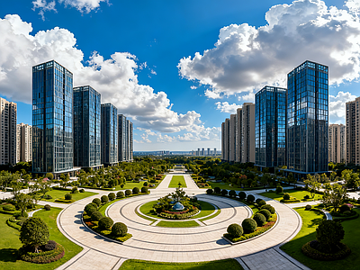 现代小区HDR 城市住宅区HDR 晴天小区外景