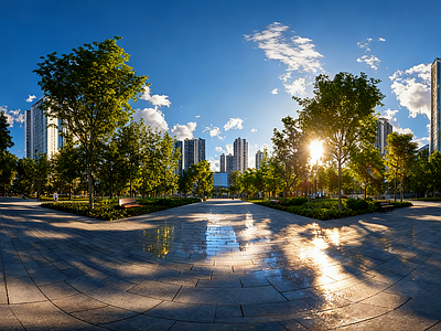 现代小区HDR 城市住宅区HDR 晴天生态小区外景