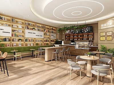 现代咖啡厅 现代 咖啡店 书吧 收银台 休闲