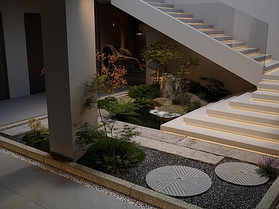 日式侘寂其他景观小品 地下室景观 水池景观 日式旱景