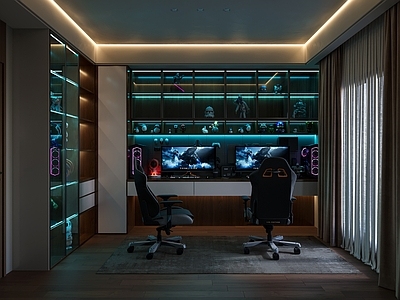 现代奶油影音室 电竞房 书房 储藏室