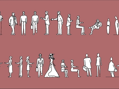 现代简约人物 模特 运动人物 儿童 施工图