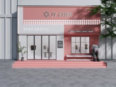 现代服装店门头门面 店铺 店招 橱