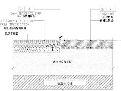 地毯节点 地毯石材收口 施工图