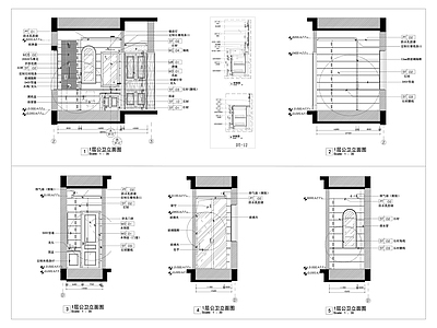 欧式法式卫生间 卫生间立面图 别墅卫生间 欧式卫生间立面图 施工图