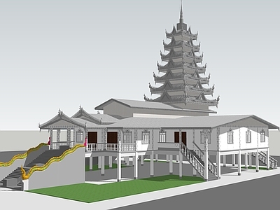 中古复古寺庙建筑 东南亚建筑