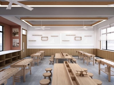 现代教室 现代木工教室 手工教室 木工桌 劳动教室