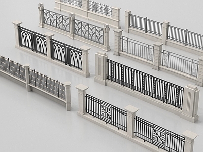 现代围墙 铁艺围墙 现代围墙 景墙 小区围墙