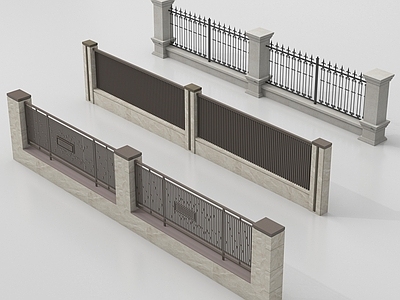 现代围墙 小区围墙 现代围栏护栏 围墙 别墅围墙