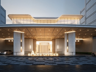 现代轻奢小区建筑 海派轻奢小区大堂 海派售楼处 海派小区入口 示范区入口 小区主入口