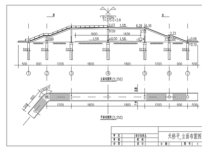 混凝土结构 2x16米现浇 连续梁人行天桥 施工图
