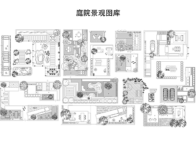 现代庭院 别墅庭院 花园庭院 庭院露台 私家庭院 施工图