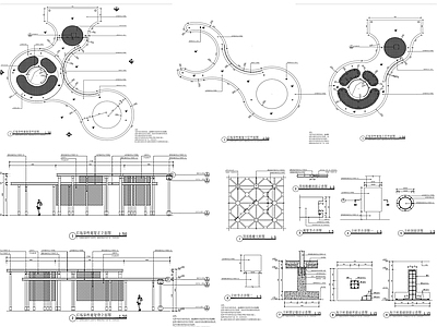 现代廊架 异形廊架 弧形廊架 不锈钢异性廊架 金属廊架 施工图