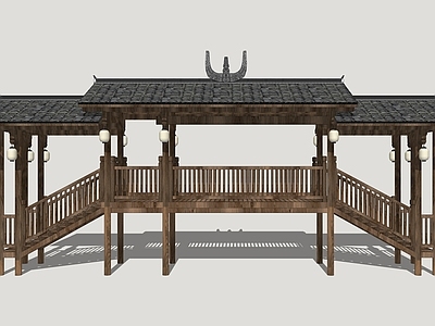 新中式廊架 苗族廊架 风雨廊架 苗族文化廊架 木廊架 休闲廊架
