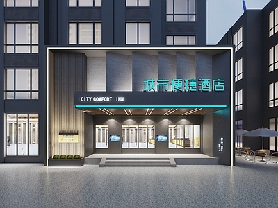 现代酒店建筑 酒店门头 酒店