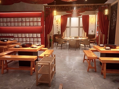 新中式复古火锅店 中式火锅店 木制火锅店 重庆火锅店