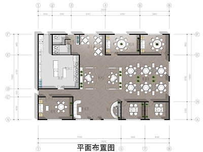 新中式中餐厅 餐厅平面布置图 施工图