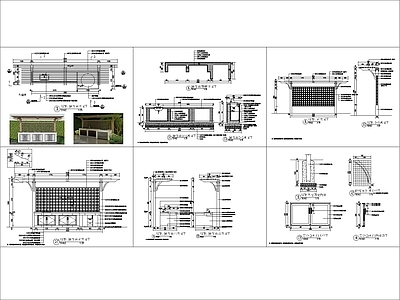 现代庭院 廊架烧烤台详图 施工图