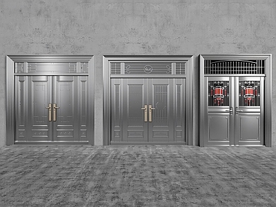 双开门 玻璃门 别墅大门 铁门