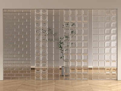 现代隔断 玻璃砖隔断 现代玻璃砖