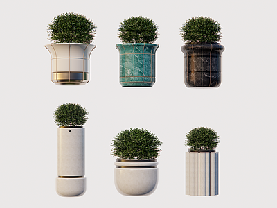 现代新中式其他景观小品 植物移动花钵 酒店花钵 移动树箱 石材花箱