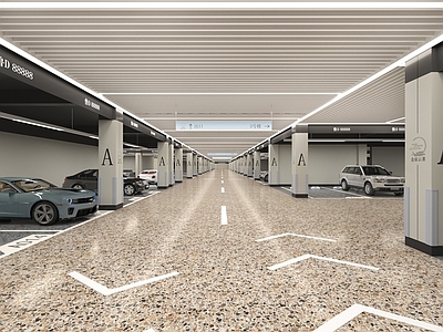 现代室内停车场 现代地下停车场 室内停车场 现代停车位 停车场 地下车库