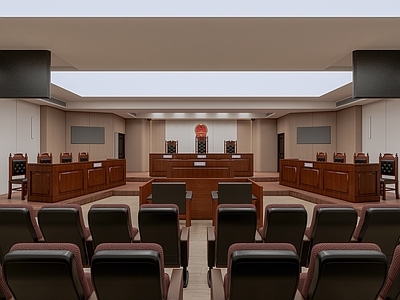 现代原木其他公共空间 高级法院审判庭 现代审判厅 审判桌椅组合 现代法院 法庭组合