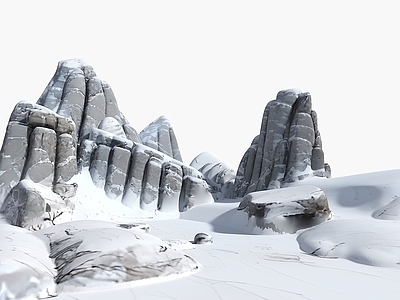 现代新中式石头 雪山 石头 雪景石头 假山石头 岩石