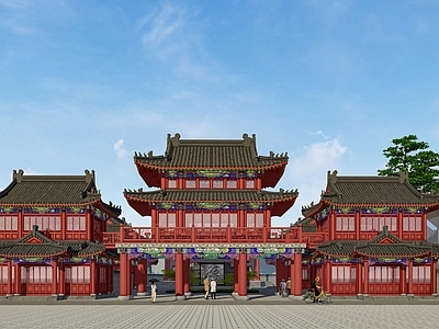 中式古建筑 歇山 斗拱 彩画 戏楼