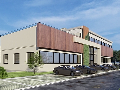 现代产业园办公楼 现代办公楼 建筑外观