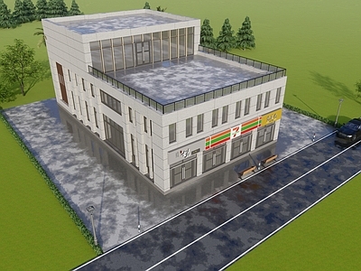 现代商场建筑 商业裙楼 商业多层