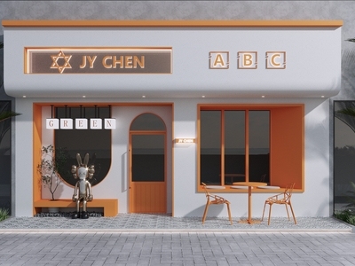 现代门头门面 店招 形象墙 奶茶店 店铺