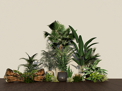 现代新中式其他景观小品 现代花钵植物装饰 木头花钵装饰 中式花钵装饰小品