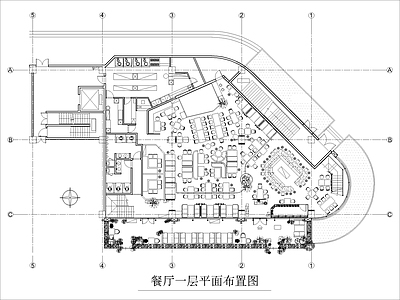现代中餐厅 餐厅平面布置图 施工图