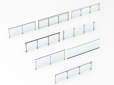 现代栏杆 玻璃栏杆 围栏 护栏