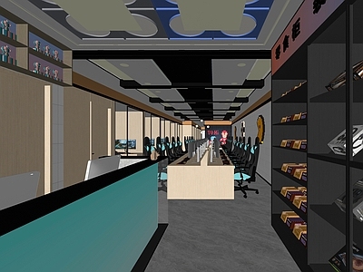 现代网吧 现代网吧网咖 现代风格迷你网咖