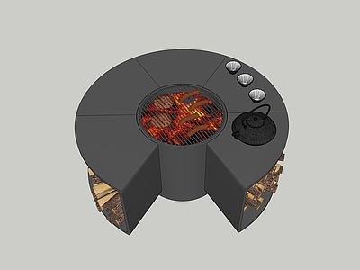 现代庭院小品 庭院烤火炉壁炉