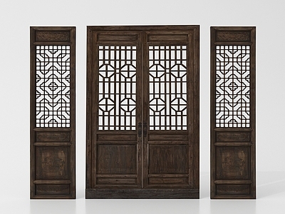 中式其他门 花格扇 镂空花格 中式旧木门