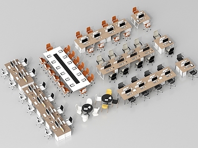 现代办公桌椅 现代办公桌椅 职员工位 电脑桌椅 公共办公区