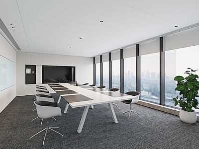 现代简约会议室 小型会议室 办公会议室 会议桌