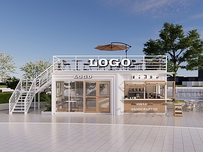 现代简约餐饮建筑 集装箱奶茶店 网红咖啡厅 甜品店面包店 商业广场店铺 网红小吃店
