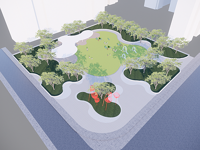 现代简约口袋公园 街角公园